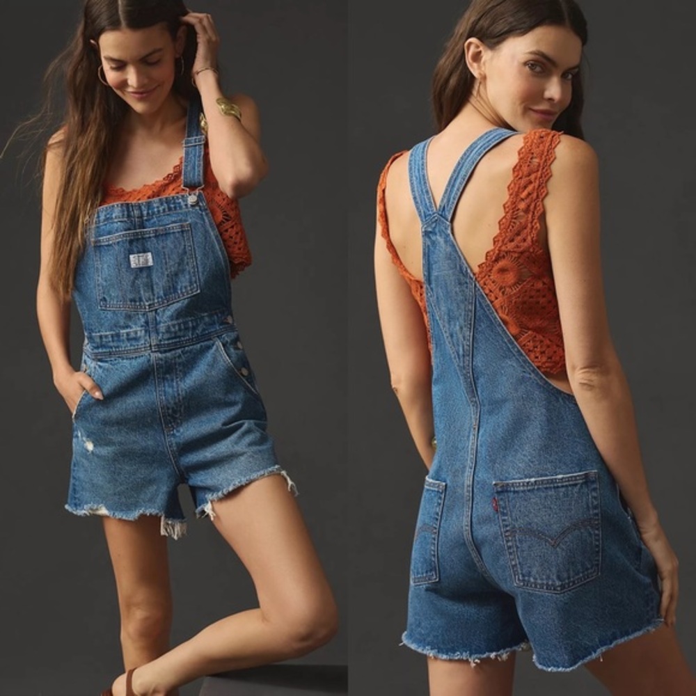 Levi's Blue Jean Shorts Overalls